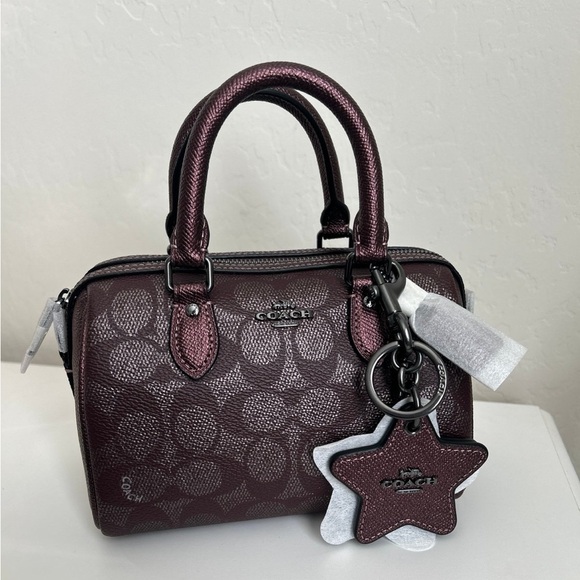 Coach Boxed Mini Rowan Crossbody Bag And Mirror Bag Charm Set In Signature Canva - Picture 2 of 12